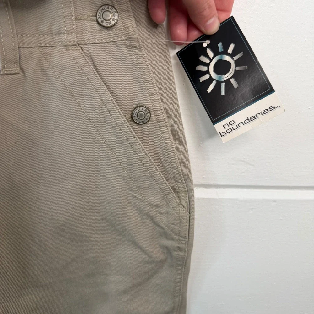 Vintage Overalls Y2K Khaki‎ Shortalls Large Juniors No Boundaries 100% Cotton